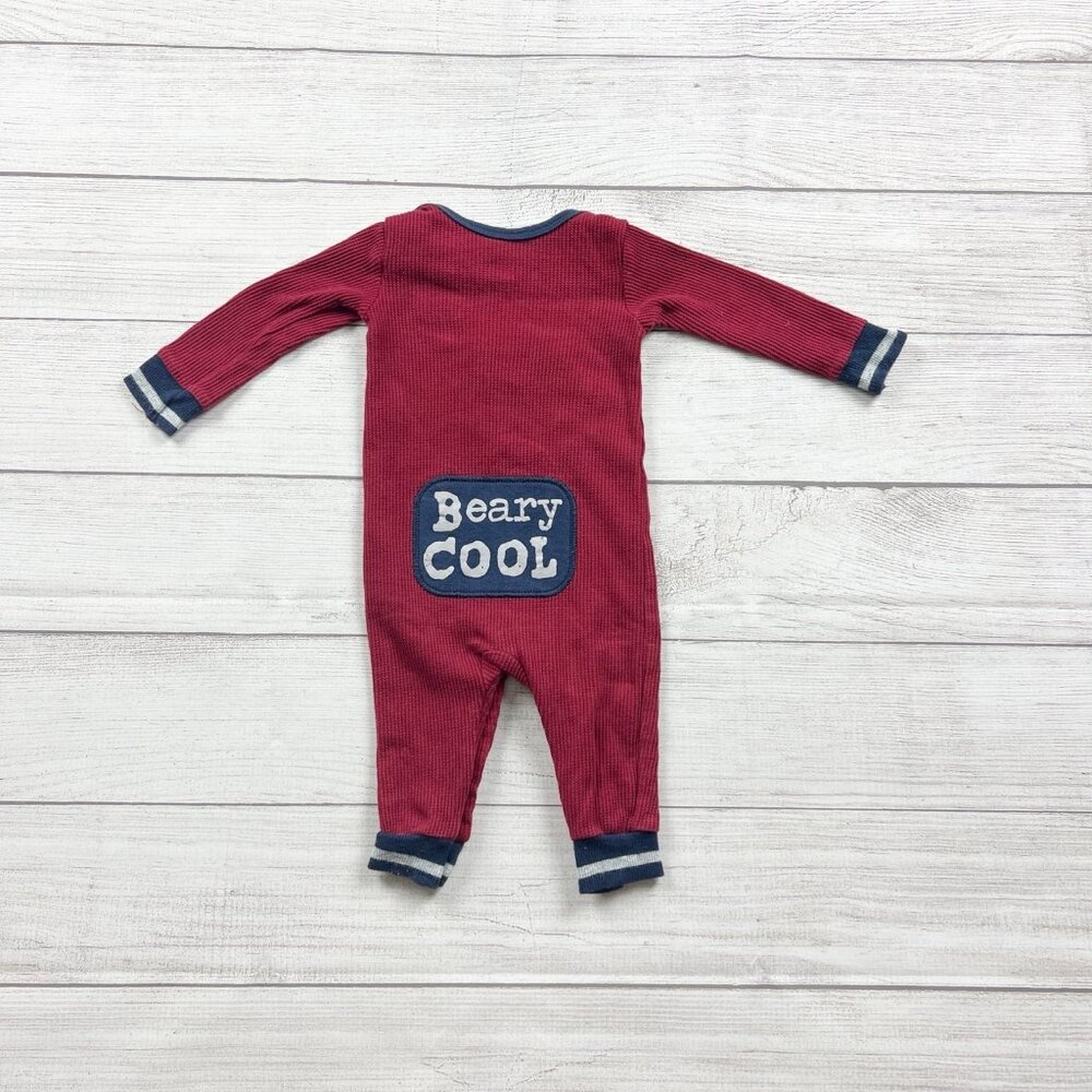 Petit Lem Baby Boy Waffle Knit Romper Bear Face One Piece “Beary Cool” 6 Months - Picture 3 of 3